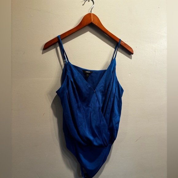 Express Elegant Blue Women's bodysuit draped blue bodycon fancy night out - Picture 2 of 11